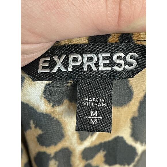 Express Jumpsuit Womens Medium Black Leopard Strapless Drawstring Waist Pockets - Picture 9 of 10